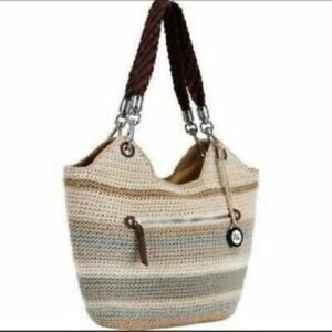 The SAK Indio Crochet Sand Stripe Satchel Bag